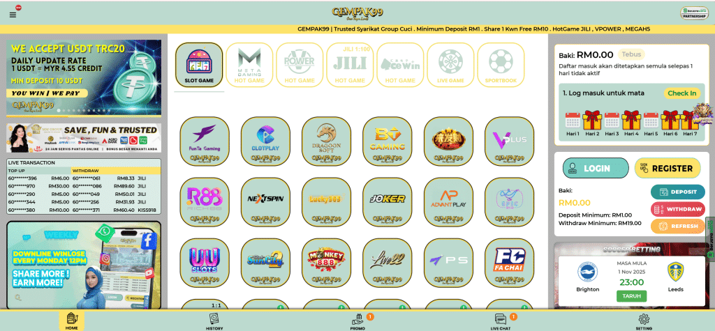 RM5 free credit for all gempak99 players