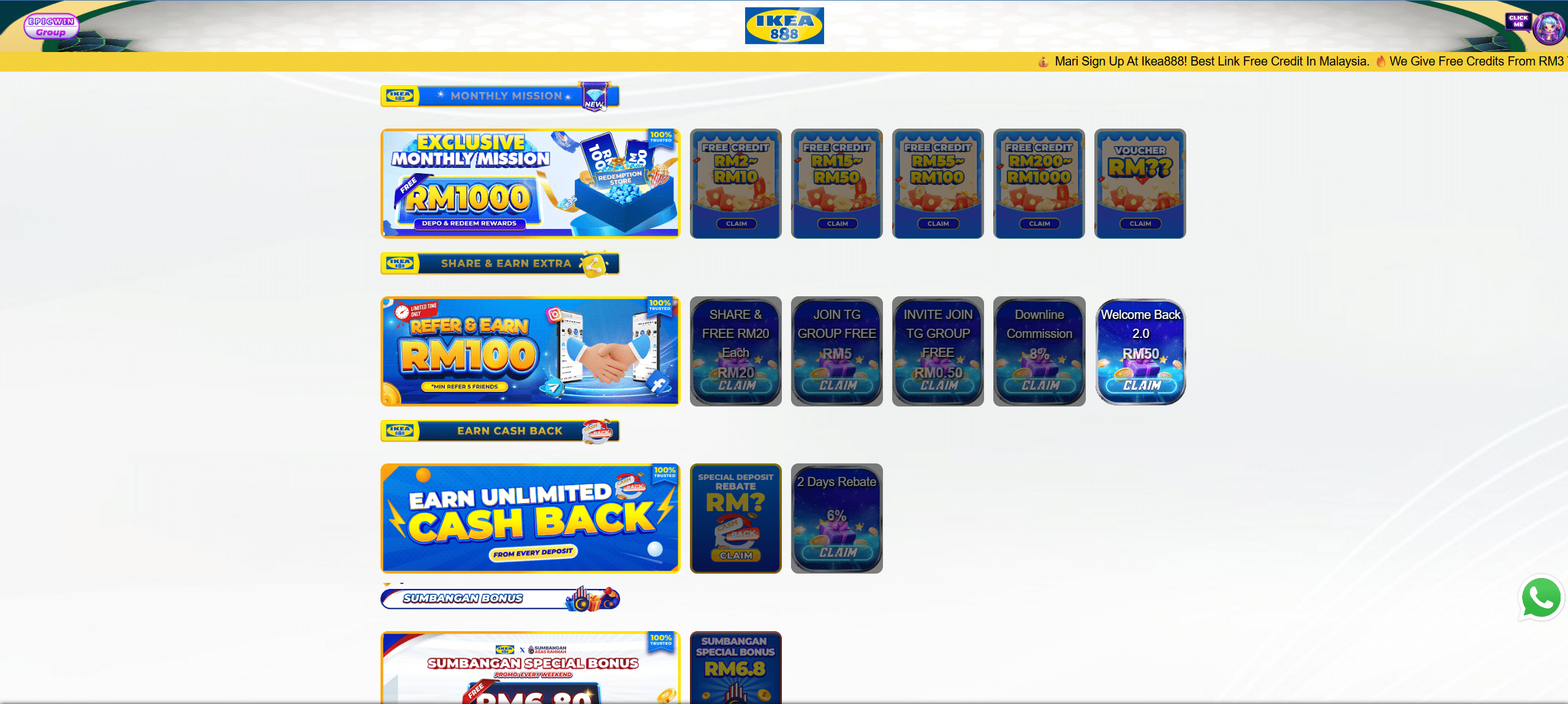 ikea888 link free credit, joylink free credit rm100