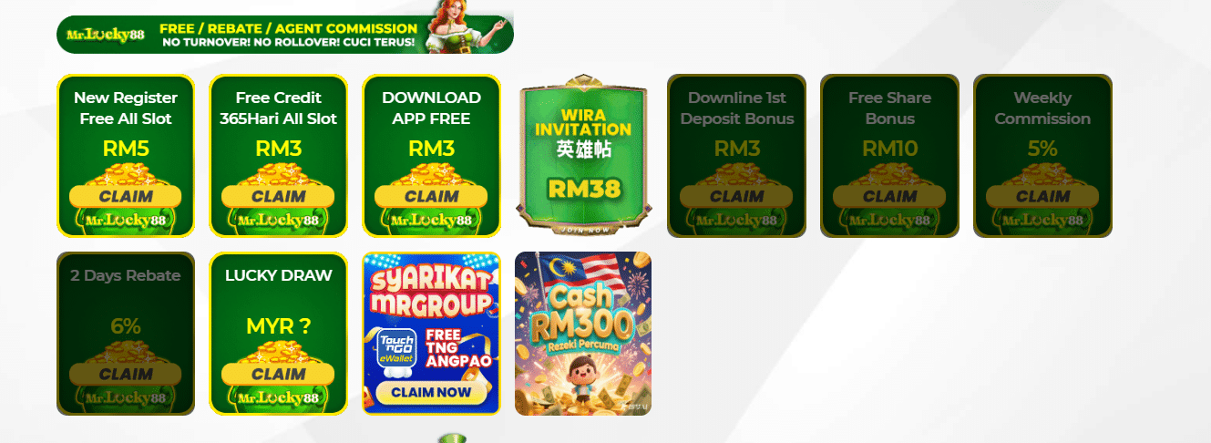 Free credit slots, rm5 free credit slots, link free credit slots on mrlucky88