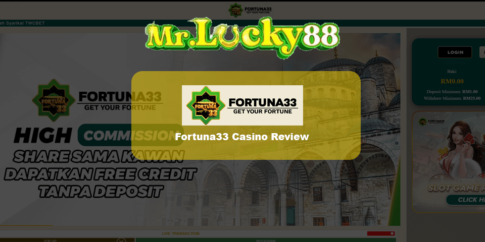 Fortuna33 casino review, learn on joylink free credit and free credit rm5