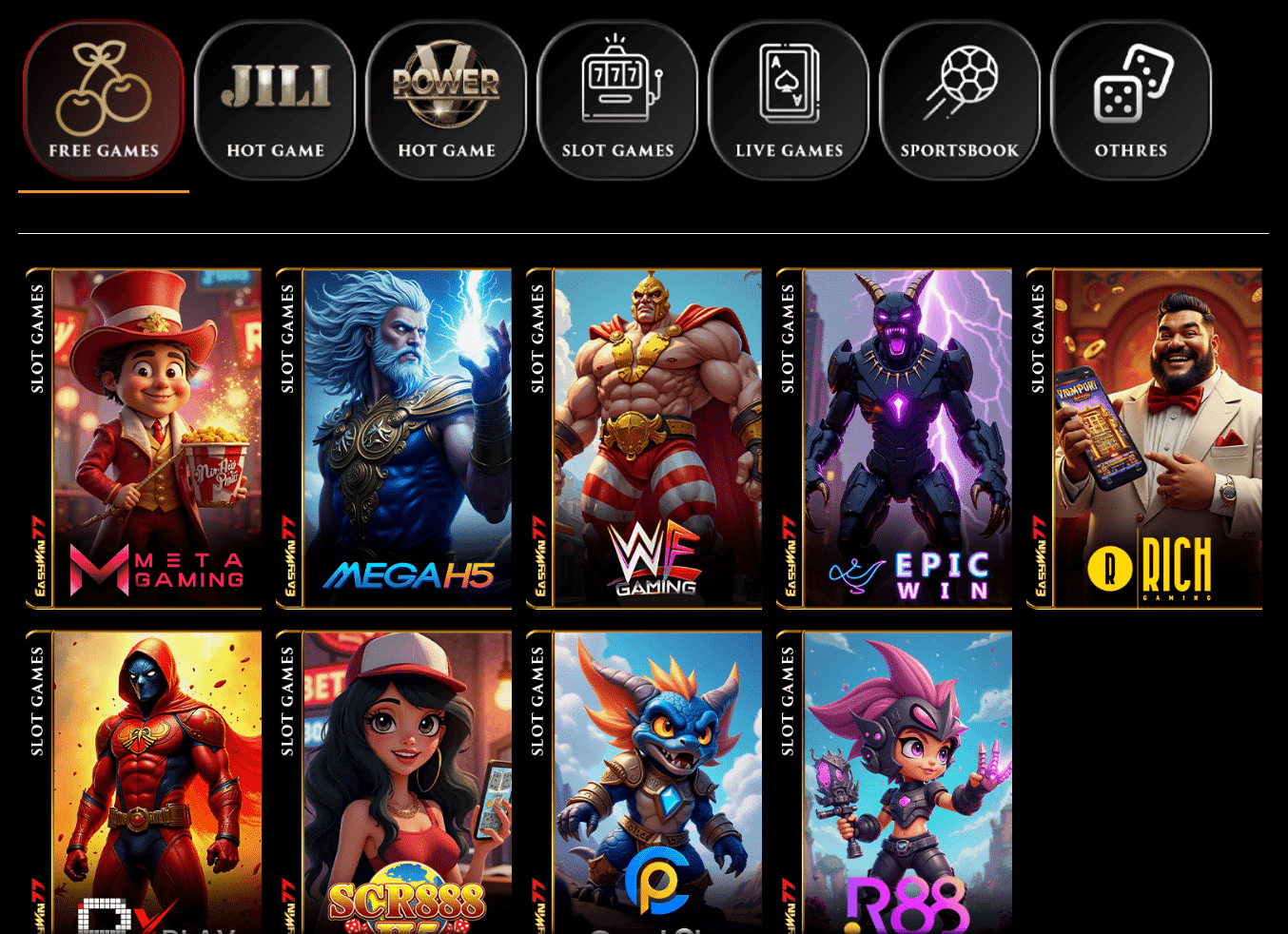 easywin77 casino games selection