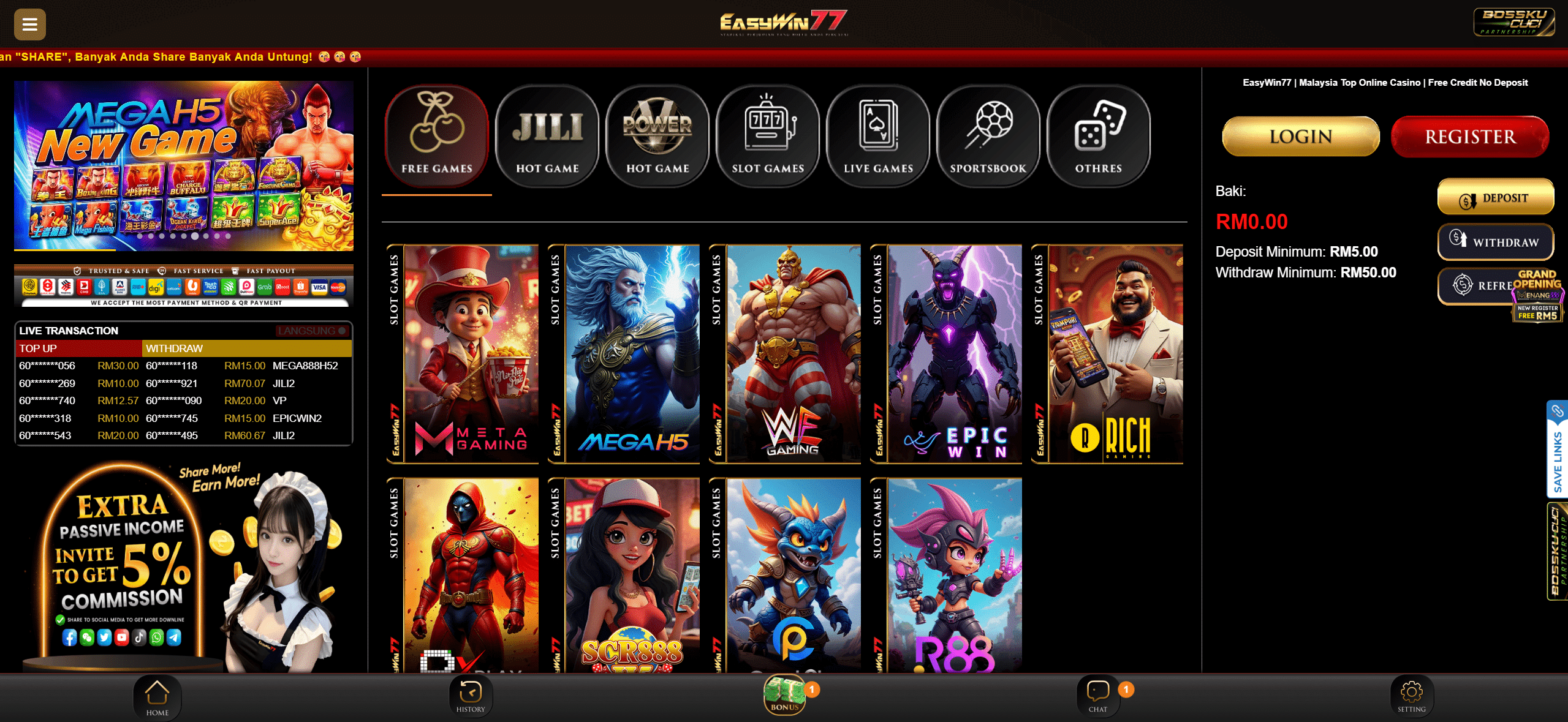 Easywin77 casino mainpage