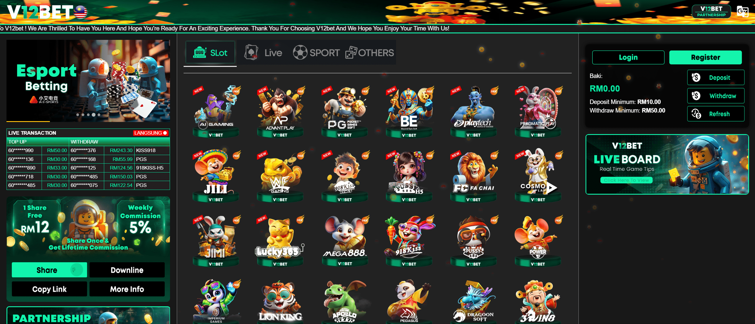 V12bet Homepage