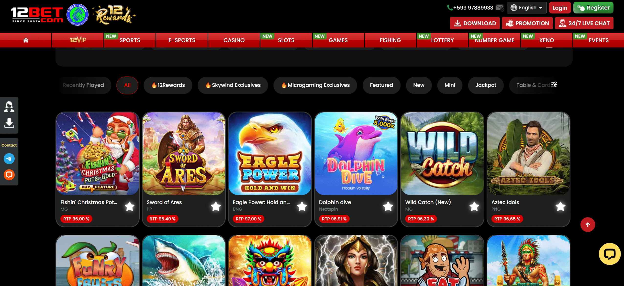 12bet online casino games selection