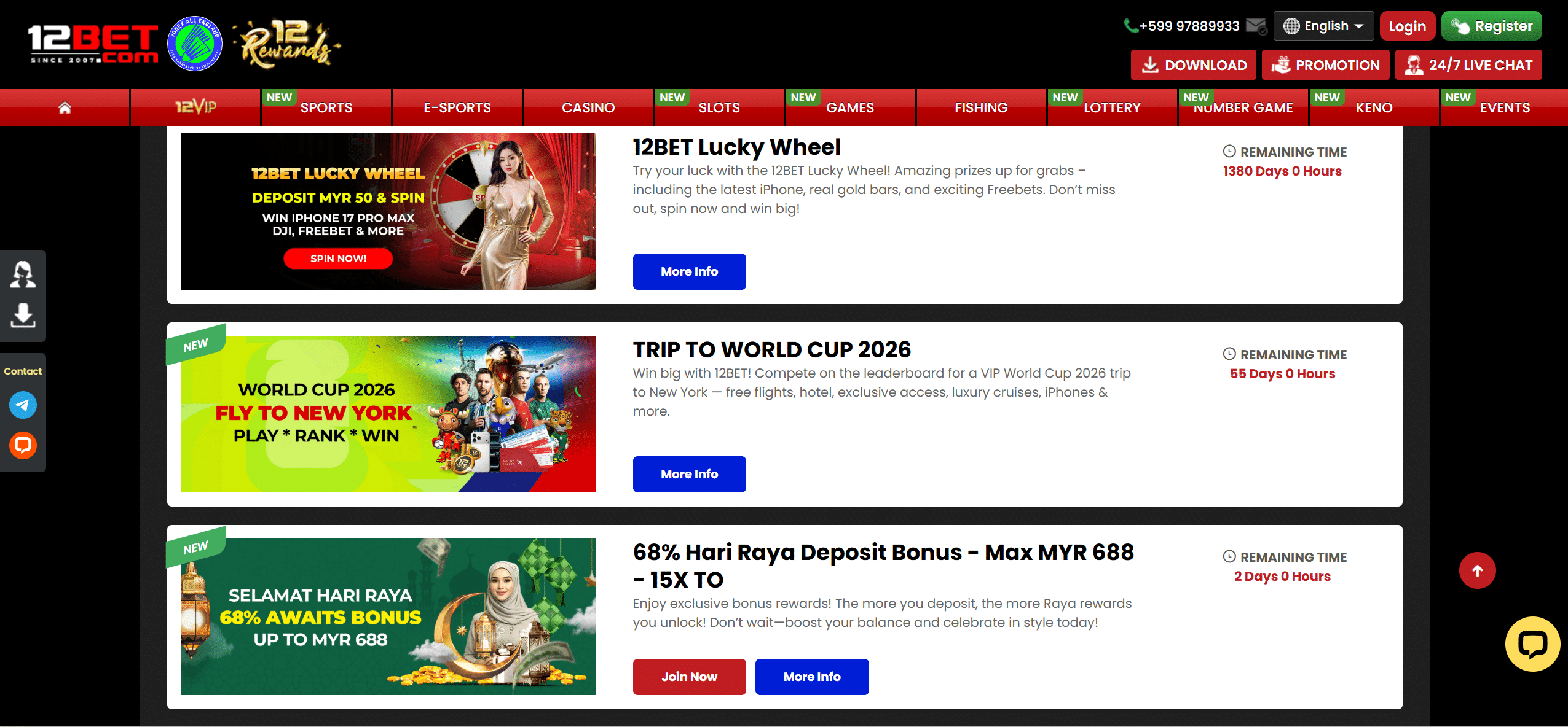 12bet online casino promotion page
