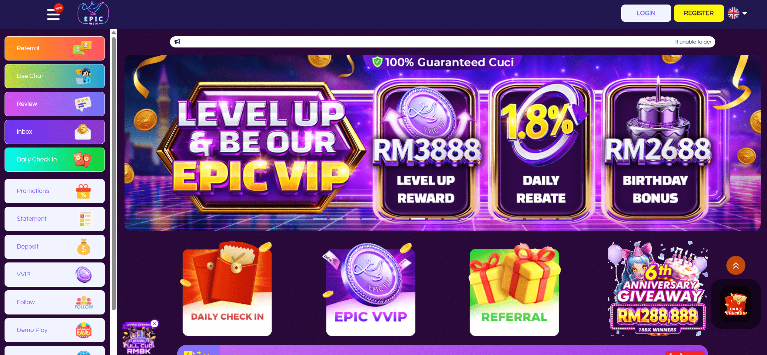 epicwin online casino homepage