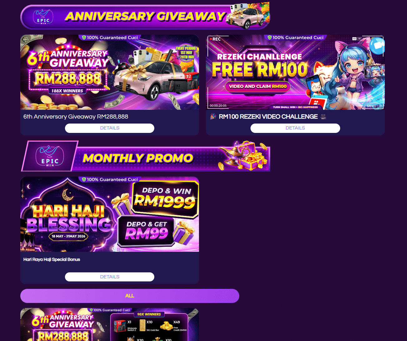 epicwin online casino promotion page
