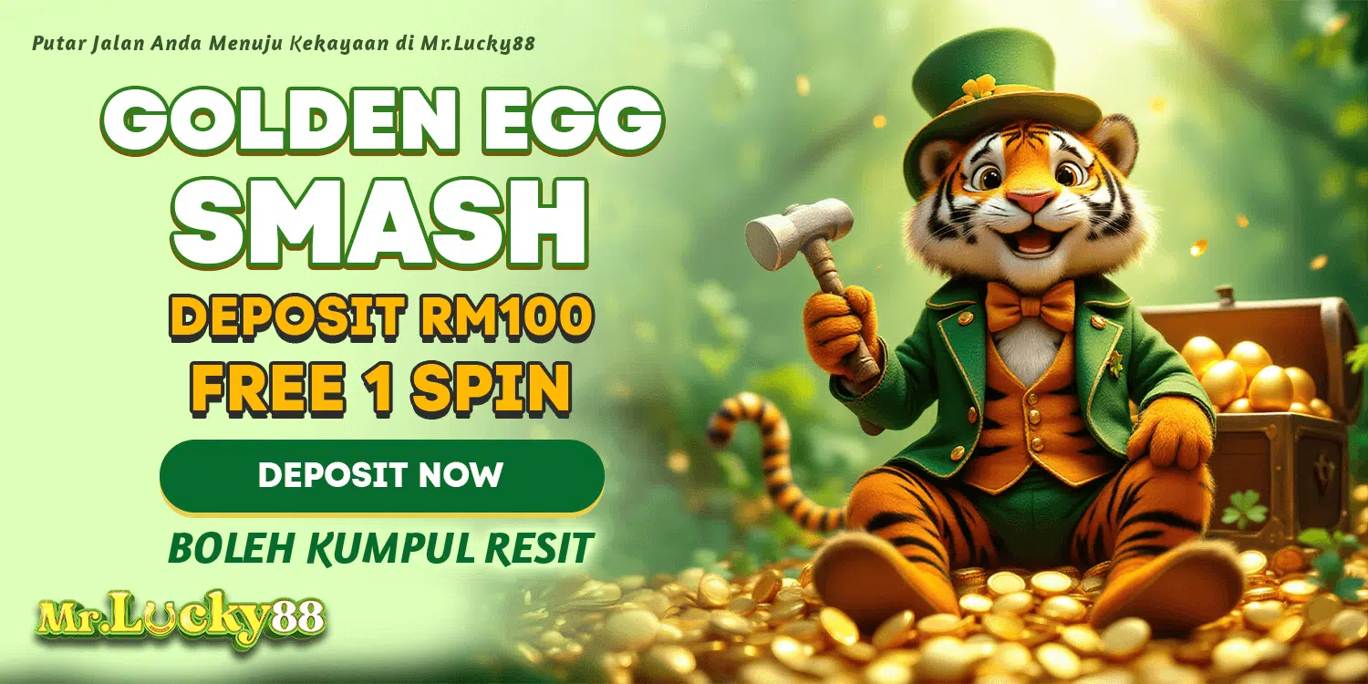 Golden Egg Smash promotion deposit RM100 get free 1 spin at MrLucky88