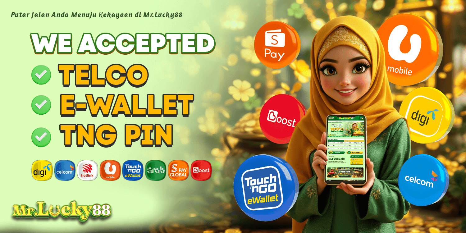 MrLucky88 accepted payment methods telco reload e-wallet and Touch n Go PIN