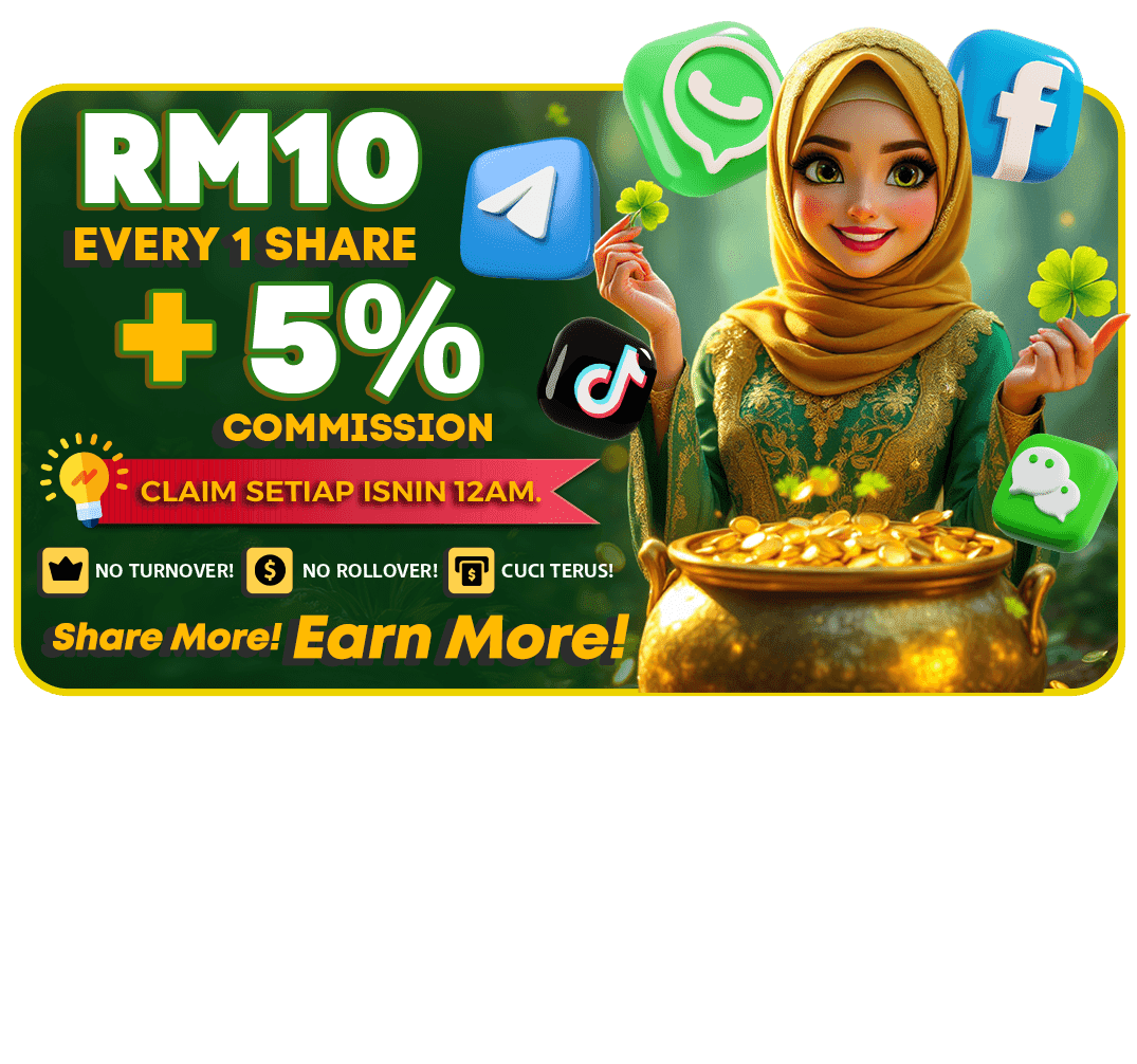 Share bonus RM10 for every share plus 5 percent commission claimed every Monday