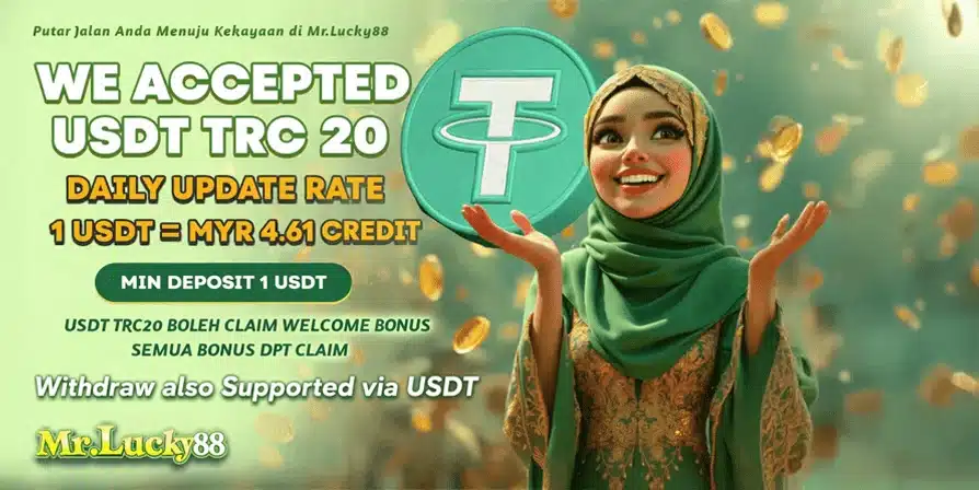 MrLucky88 accepts USDT TRC20 deposit and withdrawal with daily updated rate